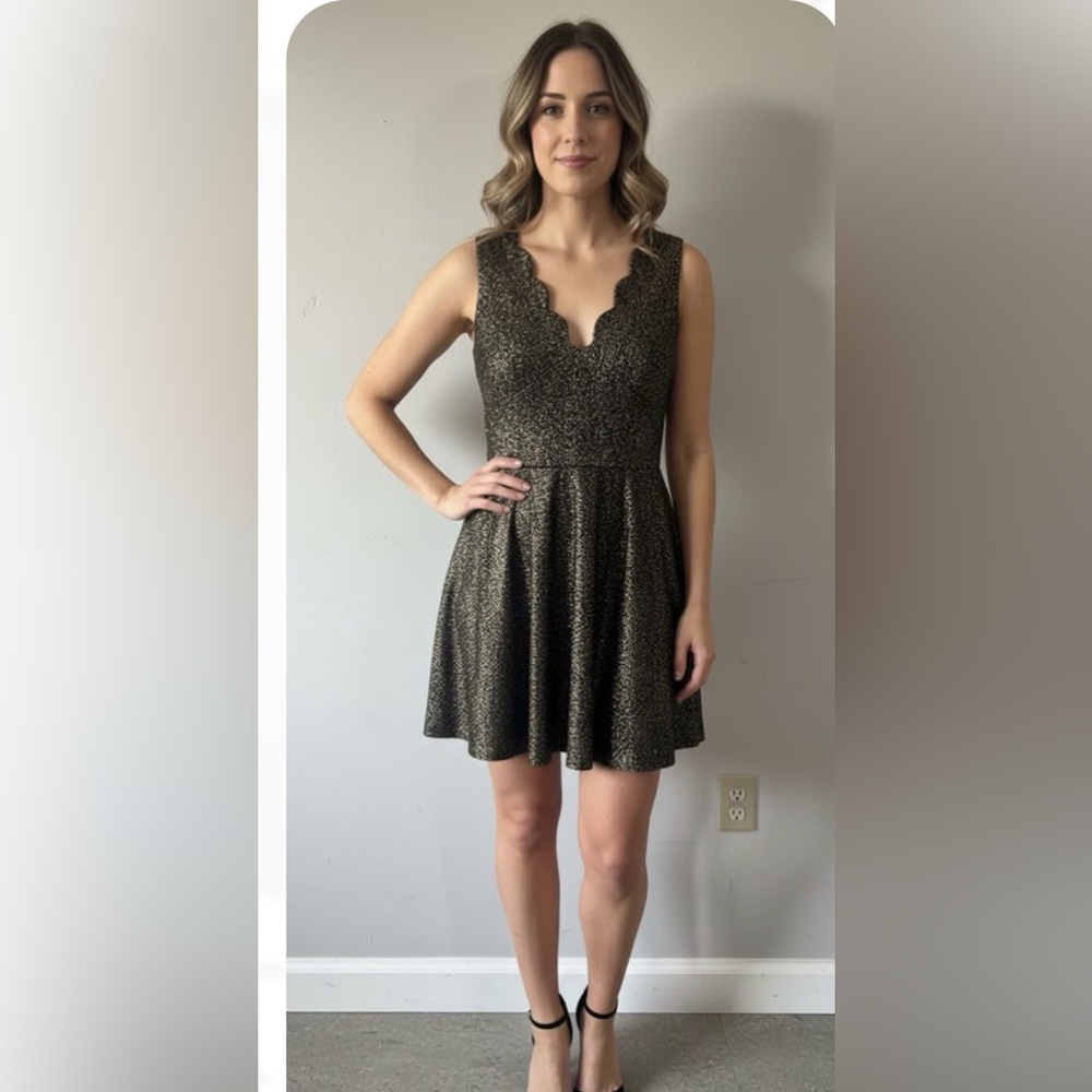 Aqua Black and Silver Glitter Dress